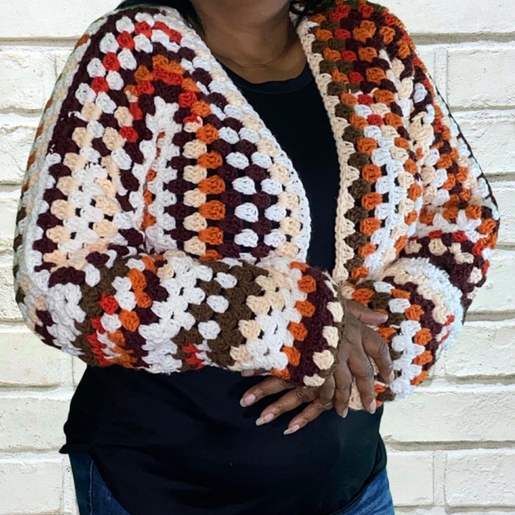 Hand Crafted Sweaters - ‼️SOLD‼️ Fall colored Crochet Cardigan